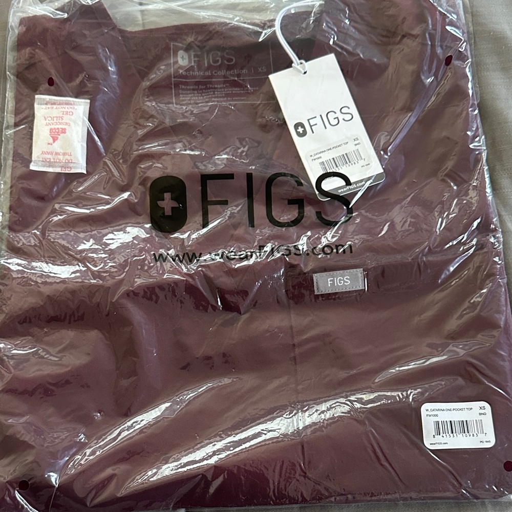 Figs Maroon Medical Scrub Top